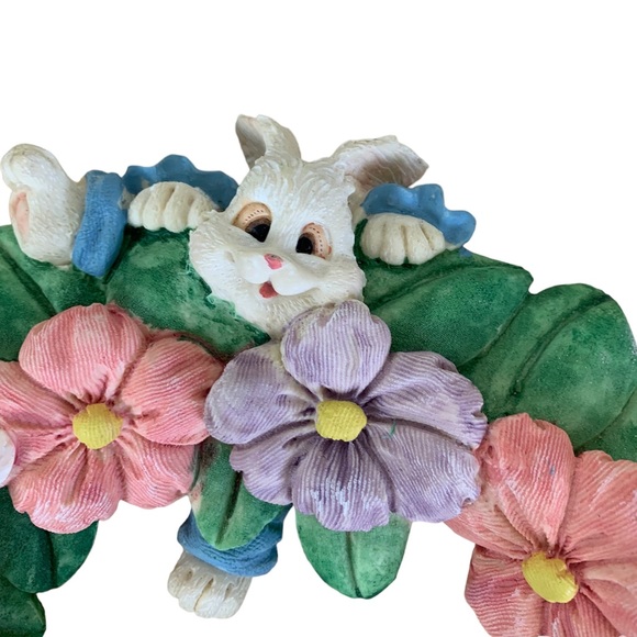 Easter Vintage Resin Spring Pastel
Flower Bunny Pink Bow Wall Decor
Wreath. - Picture 3 of 5